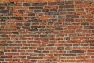 Real vintage Bumpy, rough and old brick texture with imperfect, dilapidate, impair and defective running bond pattern. 