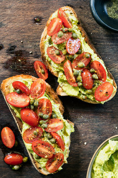 Avocado Toast With Cherry Tomato And Caper Salsa