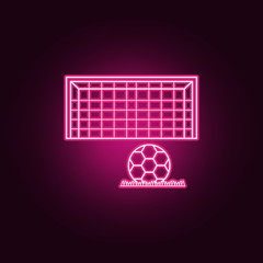 soccer gate and ball neon icon. Elements of Championship 2018 set. Simple icon for websites, web design, mobile app, info graphics