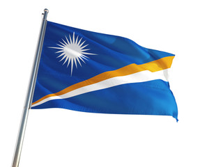 Marshall Islands National Flag waving in the wind, isolated white background. High Definition