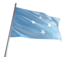 Micronesia National Flag waving in the wind, isolated white background. High Definition