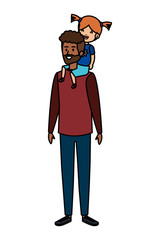 afro father with daughter characters