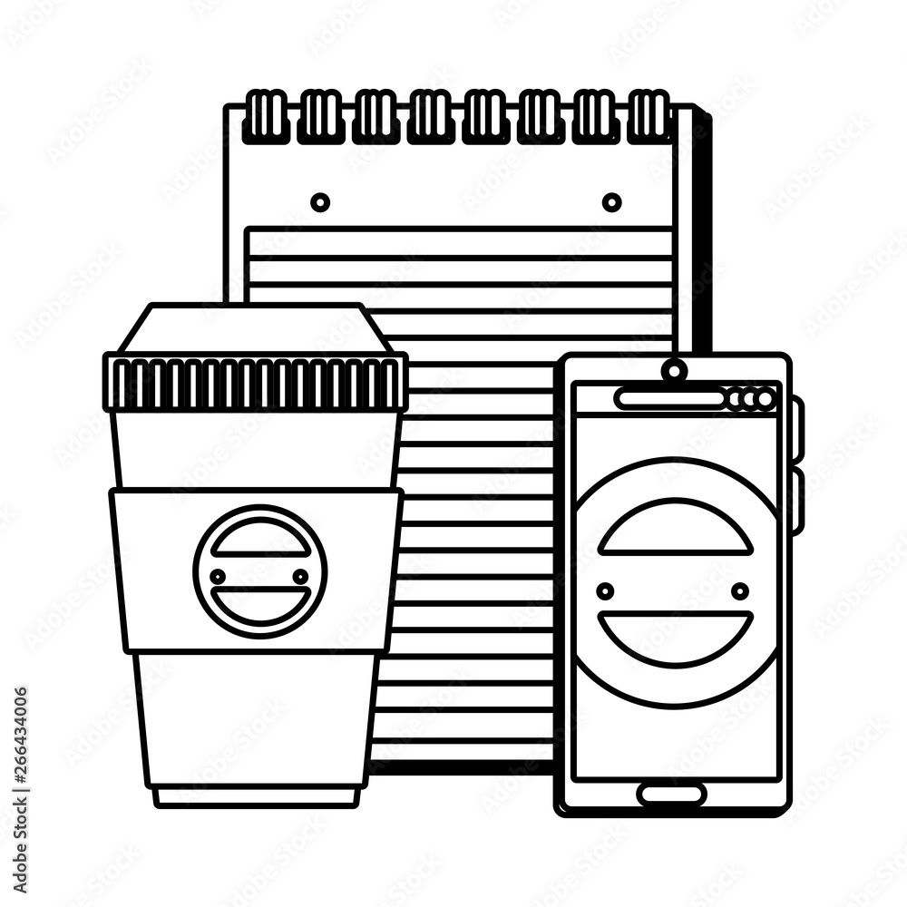 Poster container and notepad and cellphone with company emblem