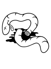 toter wurm durchgeschnitten geteilt gestorben mord lustig comic cartoon design clipart raupe schlange boden liegend umgebracht