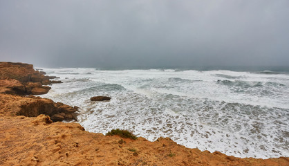 Atlantic ocean in a stormy weather, Essaouira