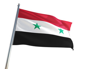 Syria National Flag waving in the wind, isolated white background. High Definition
