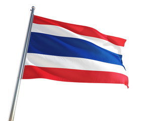 Fototapeta na wymiar Thailand National Flag waving in the wind, isolated white background. High Definition