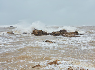Atlantic ocean in a stormy weather, Essaouira