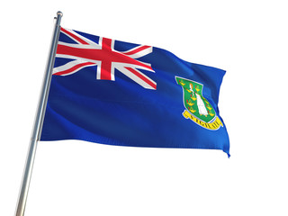 British Virgin Islands National Flag waving in the wind, isolated white background. High Definition