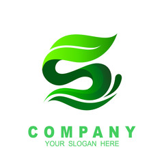 Letter s with green leaf logo concept perfect for health and green related business, life icon,greening and ecology icon