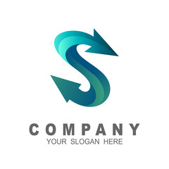 Arrow letter s logo, abstract s logo arrow double 