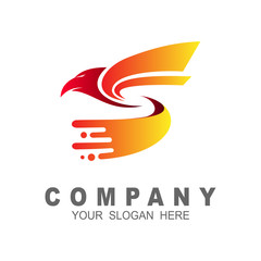 Obraz premium logo letter s ribbon bird icon, eagle logo and swoosh ,design illustration
