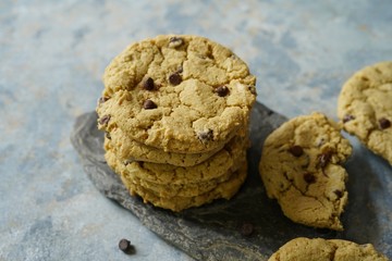 Homemade Gluten free Oatmeal chocolate chip cookies,selective focus