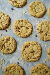 Homemade Gluten free Oatmeal chocolate chip cookies,selective focus