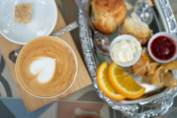 coffee latte art with dessert