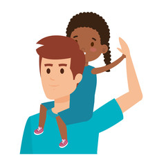 father with afro daughter characters