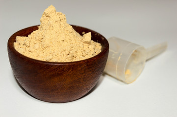  Container with Peruvian maca. Lepidium meyenii