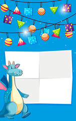 Naklejka premium A dragon on note template