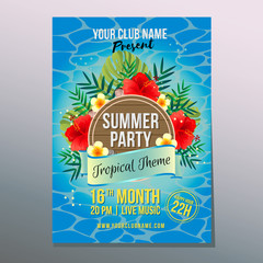 summer beach party holiday poster template hibiscus © oncombuntung