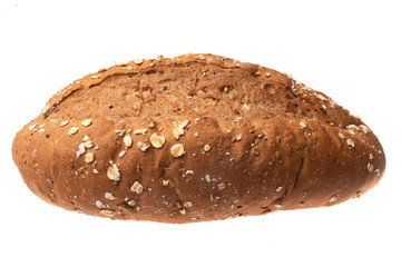 Traditional homemade french round bread isolated on a white background