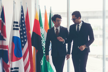 Image of press conference on international cooperation of leaders and businessmen