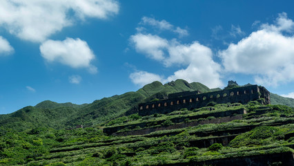 Obraz premium Taiwan, New Taipei City, Ruifang District, the famous Keelung Mountain and Shuiyudong Area