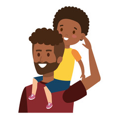 afro father with son characters