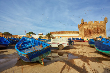 Medina entrance tower and old city walls in Essaouira