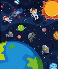 Astronaut in space scene