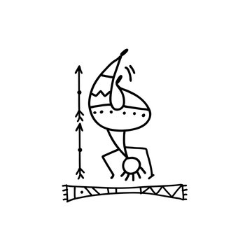tribal figure dancing black and white clip art preview