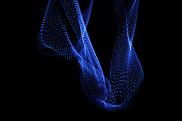 Abstract three-dimensional corporeal lines created with light painting photography. Resource for designers.