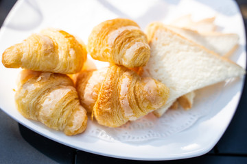bread and croissant for breakfast