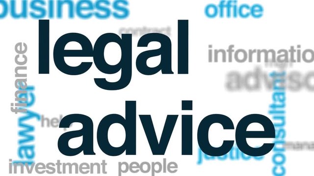 Legal advice animated word cloud. Kinetic typography.