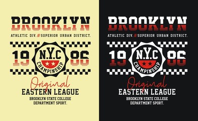 NYC Brooklyn sports, design vector typography varsity for print t shirt - Vector image