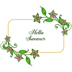 Vector illustration texture green leafy wreath frame for card hello summer