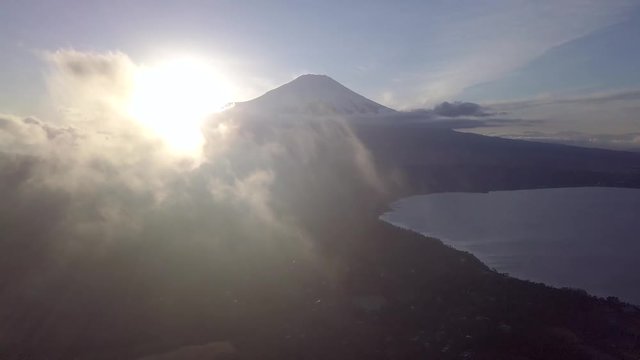 4K Drone Shot of Mt. Fuji with sunset