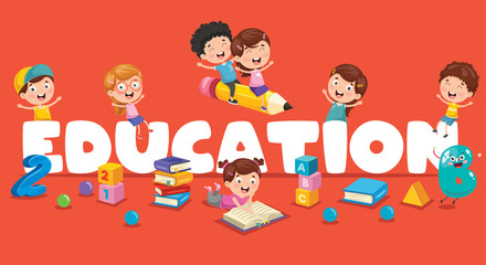 Vector Illustration Of Children Education