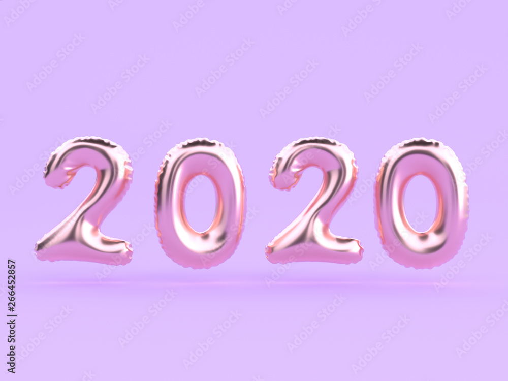 Poster violet/purple scene 2020 abstract type/text number 3d rendering