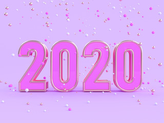 violet/purple scene 2020 abstract type/text number 3d rendering