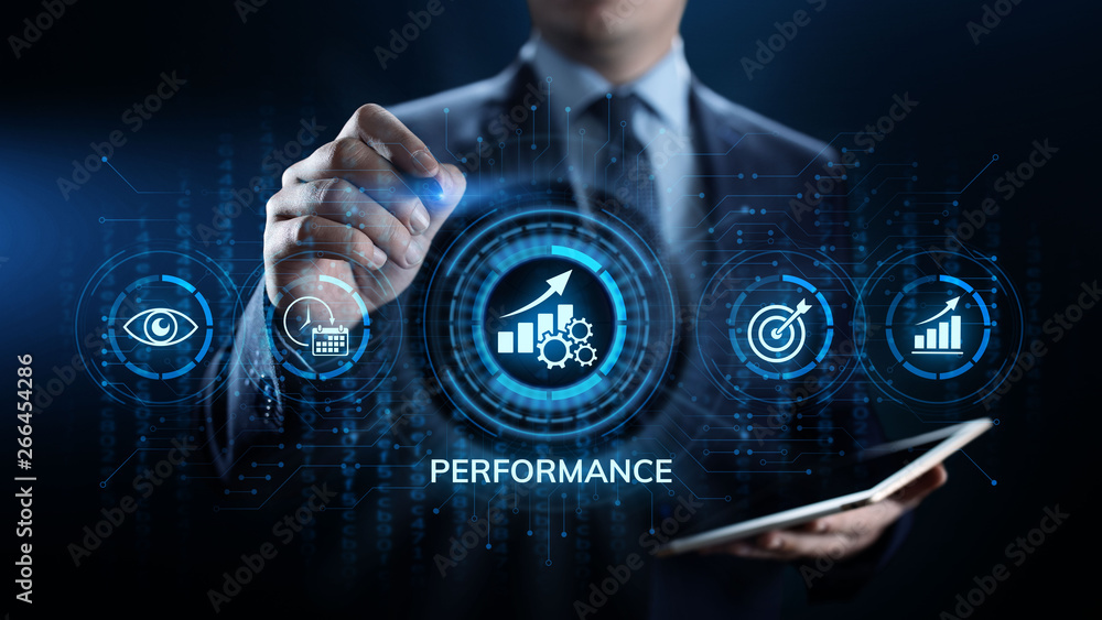 Poster kpi key performance indicator increase optimisation business and industrial process.