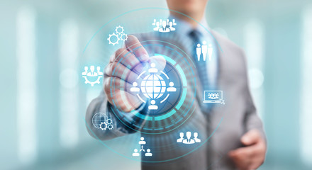 Outsourcing Global Recruitment Business and internet concept.