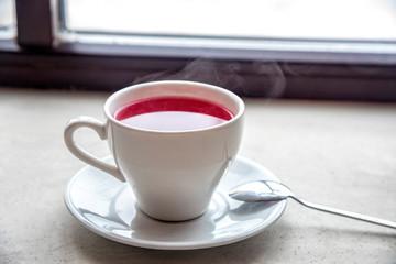 Cup of tea on a window
