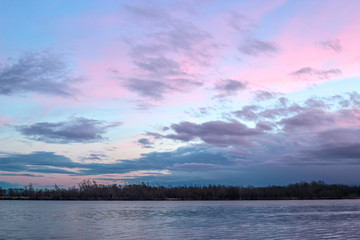 sunset over the river