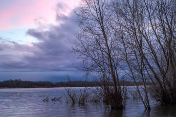 sunset over the river