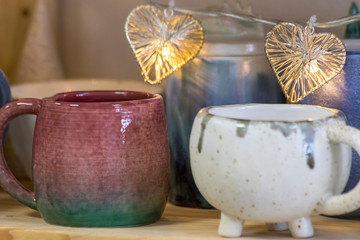 Handmade ceramic cups prepered as a present.