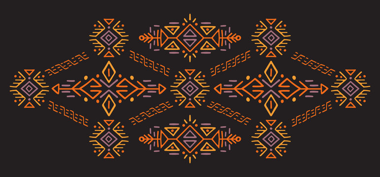 Ethnic style vector illustration African ornament Polynesian handicraft Scandinav embroidery
