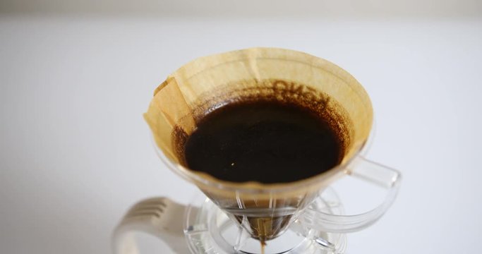 Making cold brew coffee using hand dripper