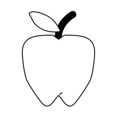 Apple fruit cartoon isolated black and white
