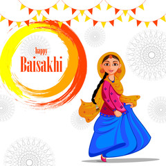 vector illustration of Greetings background for Punjabi New Year festival Vaisakhi celebrated in Punjab India