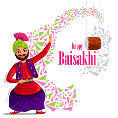 vector illustration of Greetings background for Punjabi New Year festival Vaisakhi celebrated in Punjab India